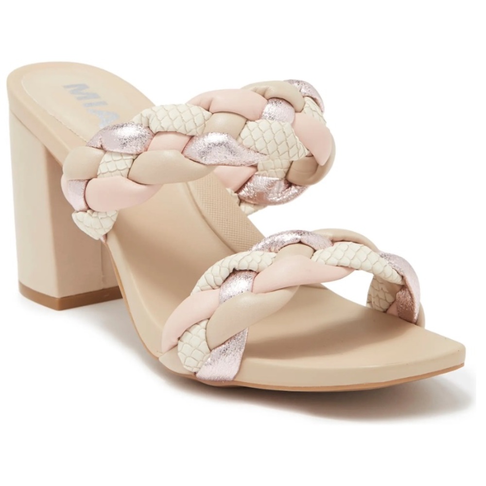 MIA Maine braided sandal, beige multi color, NWT